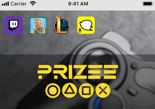 Prizee-twitch-application-jeu Logos de Prizee, l'application Twitch, Fortnite et League of Legends
