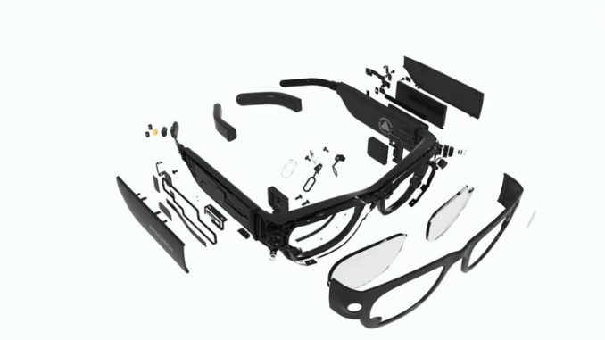 lunettes-connectees-meta Des lunettes connectées sous un angle de vue ultra décortiqué et exposant ses divers composants
