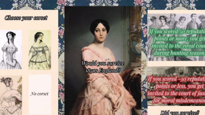 jeux-narratifs-willyousurvive-tiktok Un slide du #Would yousurvive 1850s England, un de ces jeux narratifs devenus viraux sur TikTok.