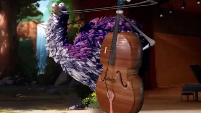 viola-the-bird-jeu-video-violoncelle La représentation du violoncelle et du volatile pourpre du jeu vidéo « Viola the Bird ».