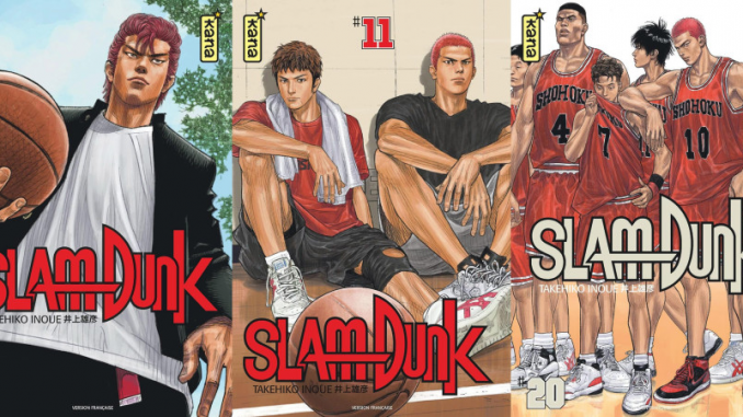slam-dunk-manga-de-basketball-reedition-adaptations-jeux-video Les couvertures de quelques tomes du manga Slam Dunk », qui fait son retour avec une réédition.