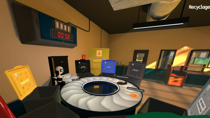 recyclage-vr-cup-concours-esport-tri-dechets Une scène en réalité virtuelle du concours esport « Recyclage VR ».