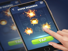 Interface de jeu hyper-casual mobile avec animations de récompenses