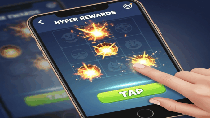 Interface de jeu hyper-casual mobile avec animations de récompenses