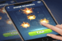 Interface de jeu hyper-casual mobile avec animations de récompenses