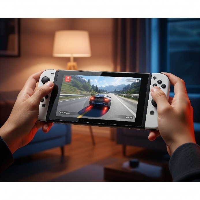 Gamer utilisant la Nintendo Switch 2