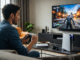 Gamer qui joue à un jeu sur PS5
