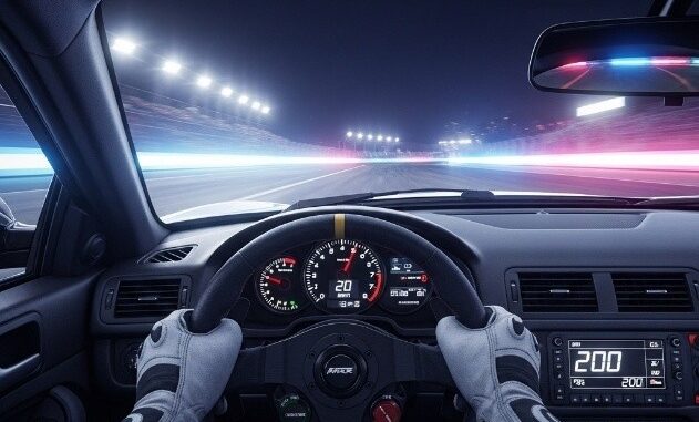 jeu-video-course Vue cockpit jeu de course simulation automobile gaming performances