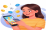 Joueuse mobile avec récompenses virtuelles