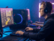 Joueur concentré pendant une session gaming intense