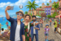 Illustration de Les Sims 4 avec personnages explorant un environnement de vacances