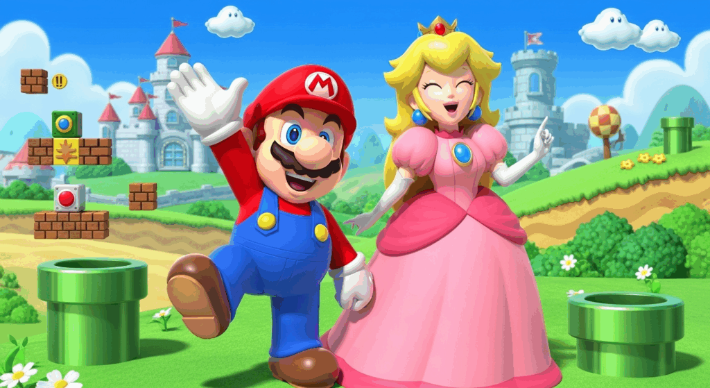 Mario et la Princesse Peach côte à côte