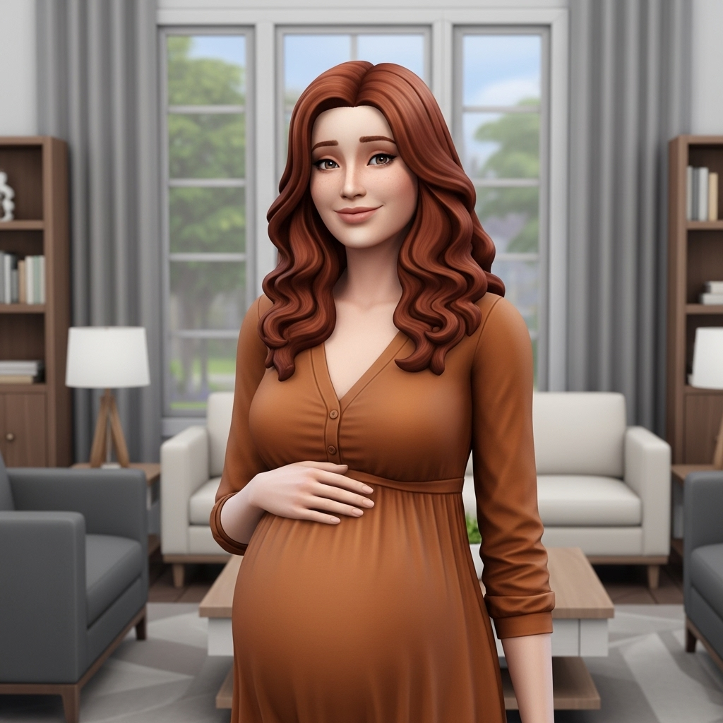 Une femme enceinte dans Sims 4