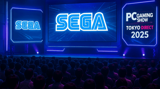 20250909_1153_Conférence Futuriste Tokyo 2025_simple_compose_01k4pqbb7rfa0tt8egtvyykpc4 (1) Visuel du SEGA PC Gaming Show