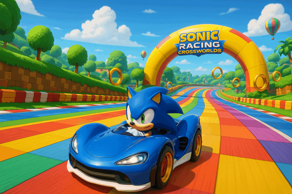 Une course en mode solo du personnage Sonic
