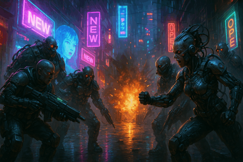 Un affrontement cyberpunk
