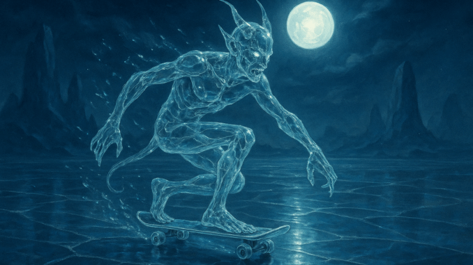 Démon translucide fait de verre dans le jeu Skate Story