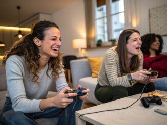 Une partie de jeux vidéo entre gameuses