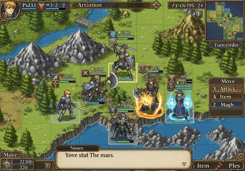 Illustration du gameplay d’un RPG comme Fire Emblem