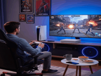 Un gamer qui joue sur sa PS5