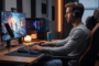 Illustration d’une personne en session gaming confortable avec accessoires ergonomiques