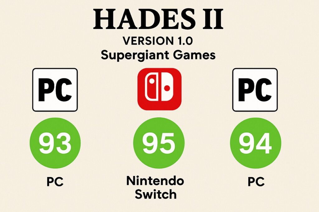 Les scores d'Hades II sur différentes plateformes