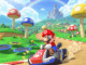 Mario pilotant son kart dans le monde ouvert coloré de Mario Kart World