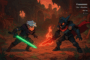 Les personnages Lucas et Rhem en action