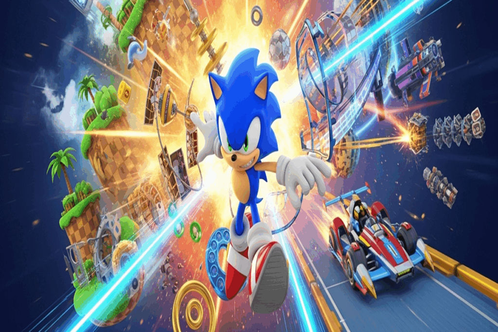 Sonic dans un univers en 3D
