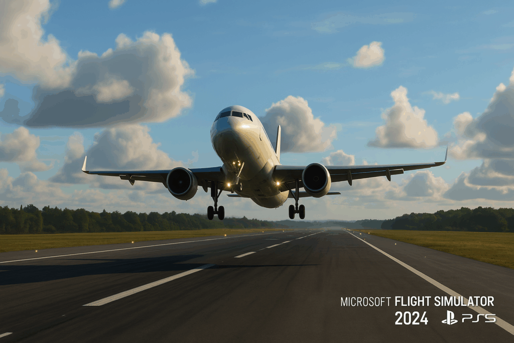 Un avion de ligne qui décolle dans Microsoft Flight Simulator 2024