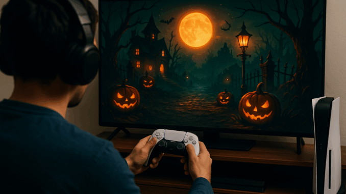 Gamer jouant à des jeux vidéo sur PS5