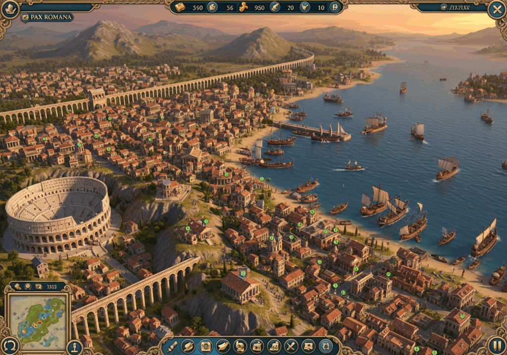 Gameplay d’un jeu STR comme Anno 117 : Pax Romana