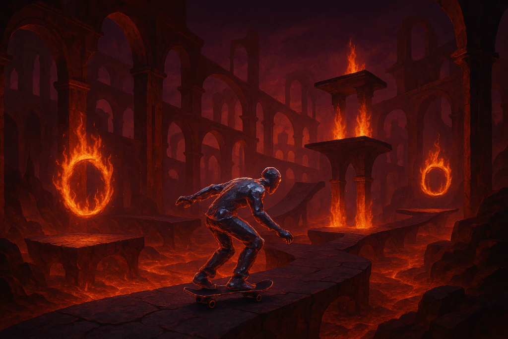 Aperçu d’un niveau infernal dans Skate Story