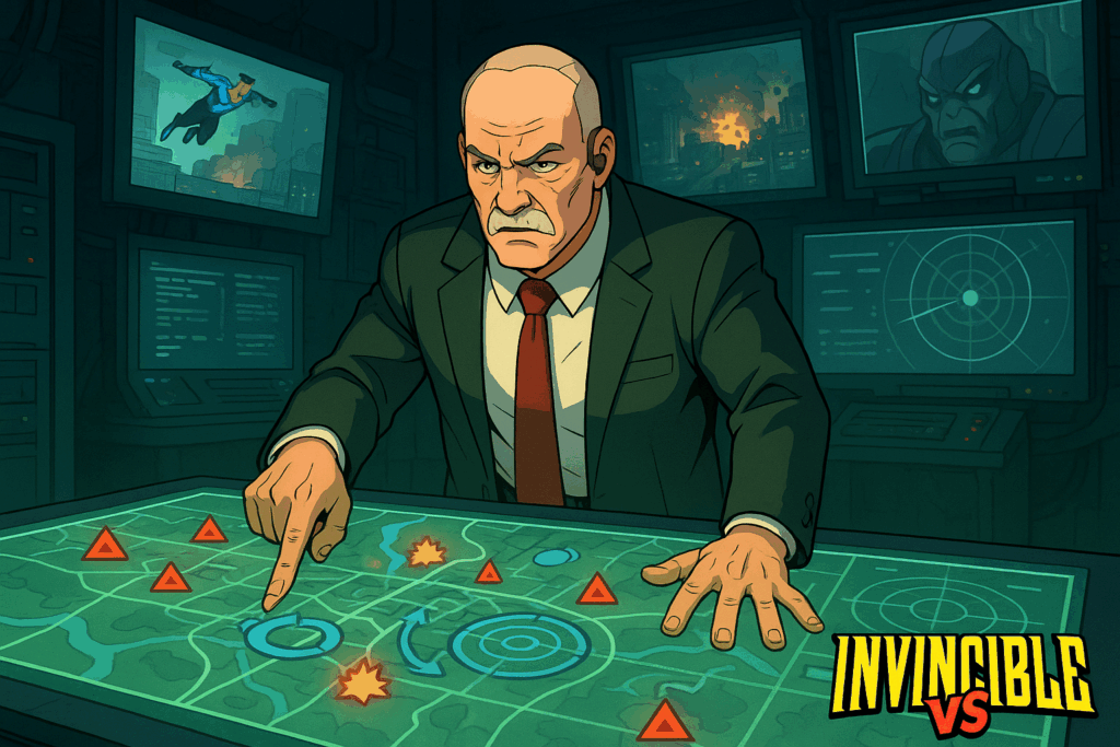 Cecil Stedman coordonne une attaque dans Invincible VS