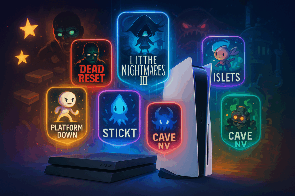 Consoles PS5 et PS4 de Sony entourées d’icônes 