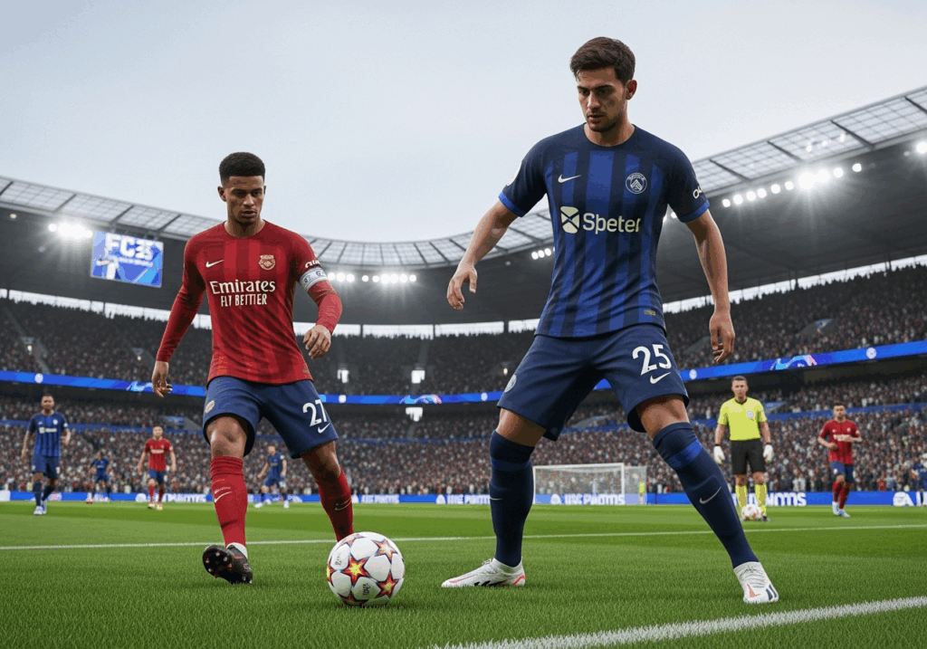 Gameplay d’un jeu de foot comme EA Sports FC 26