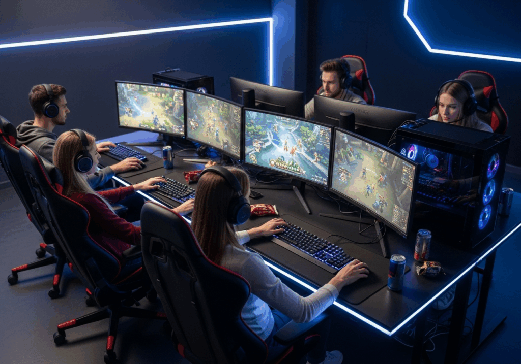 Gamers jouant sur PC