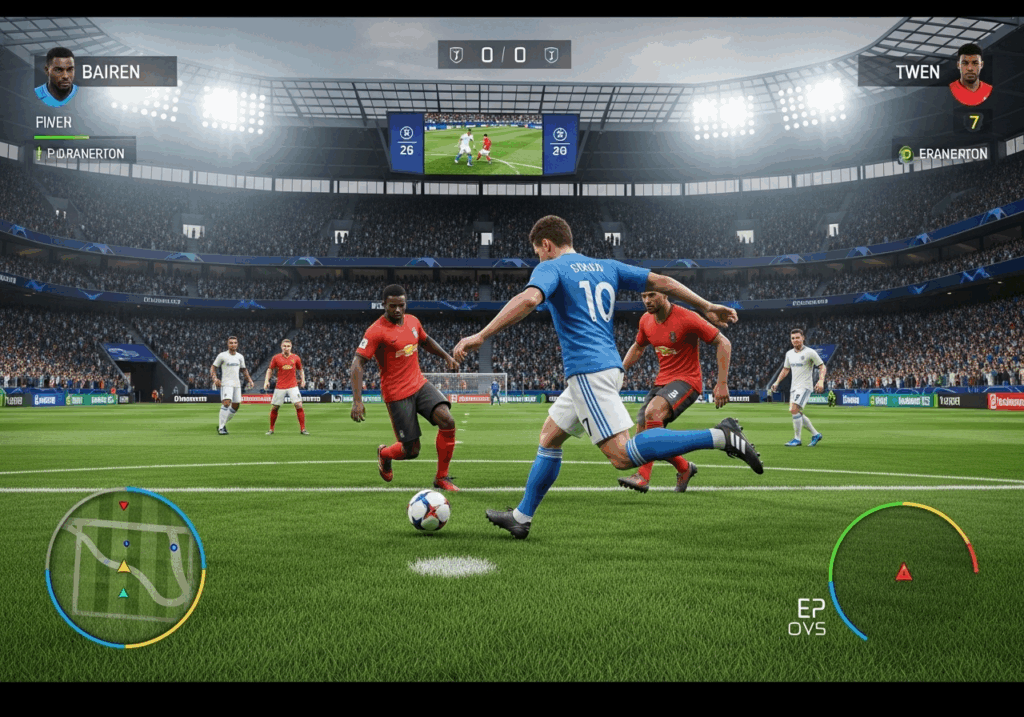 Gameplay d'un jeu de foot comme EA Sports FC 26