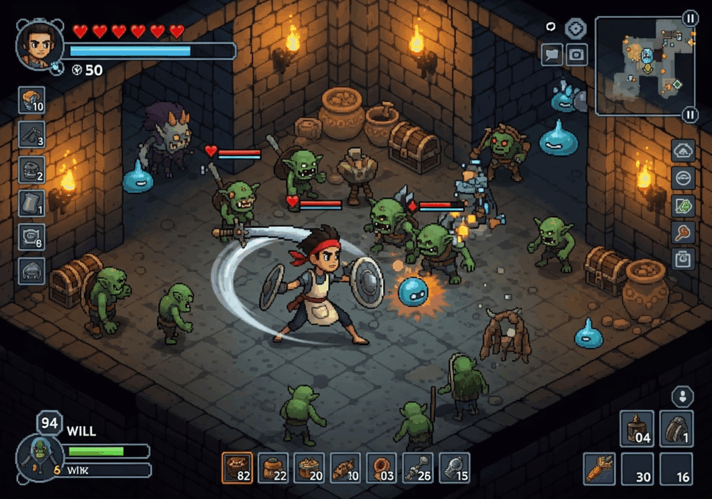 Gameplay d'un jeu RPG comme Moonlighter 