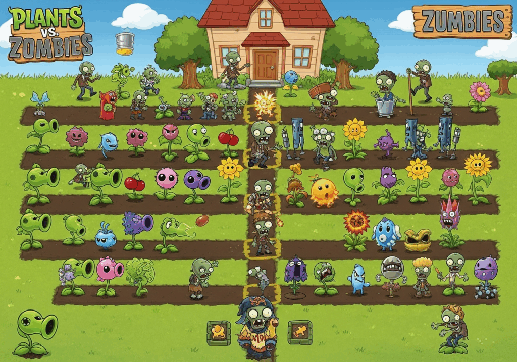 Gameplay d’un jeu comme Plants vs. Zombies