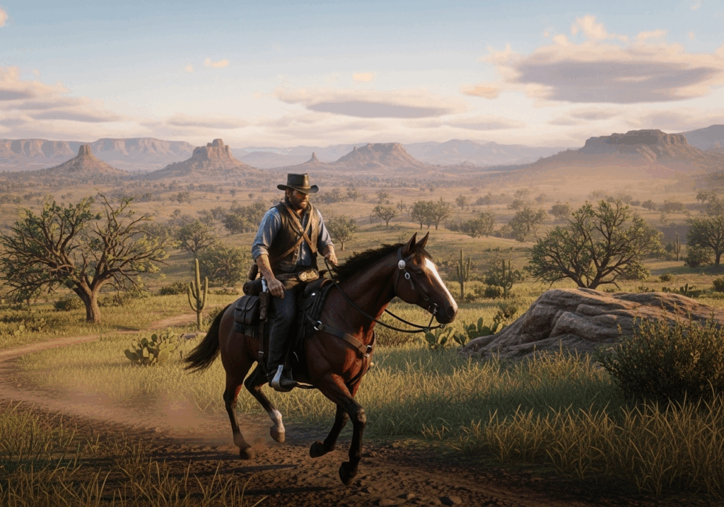 Gameplay d’un jeu de western comme Red Dead Redemption 2