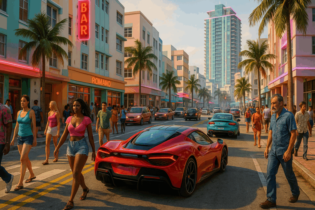 Scène dans la nouvelle Vice City de GTA 6