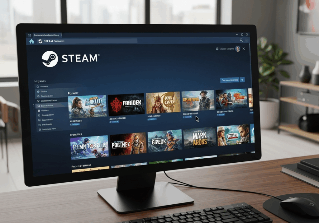 Le service Steam sur un ordinateur