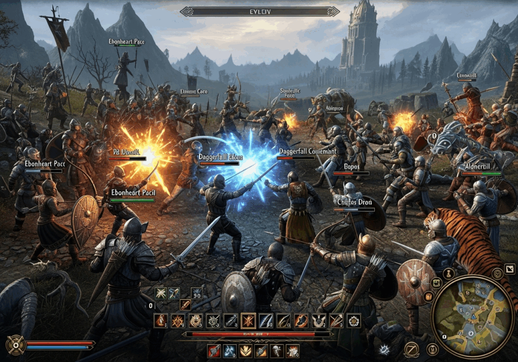 Gameplay MMORPG comme le jeu The Elder Scrolls Online