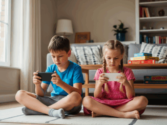 Des enfants jouant sur mobile