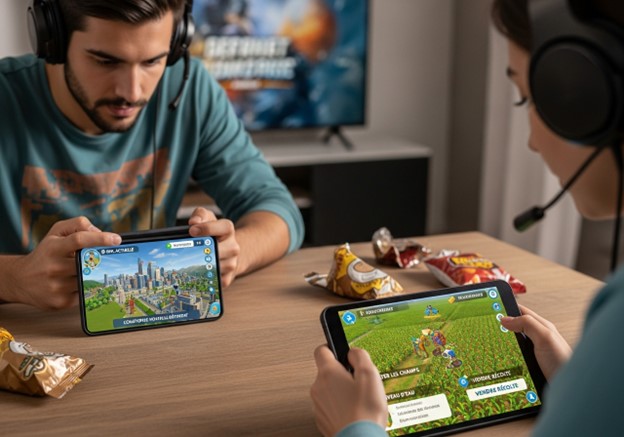 Gamers jouant à des jeux en ligne 