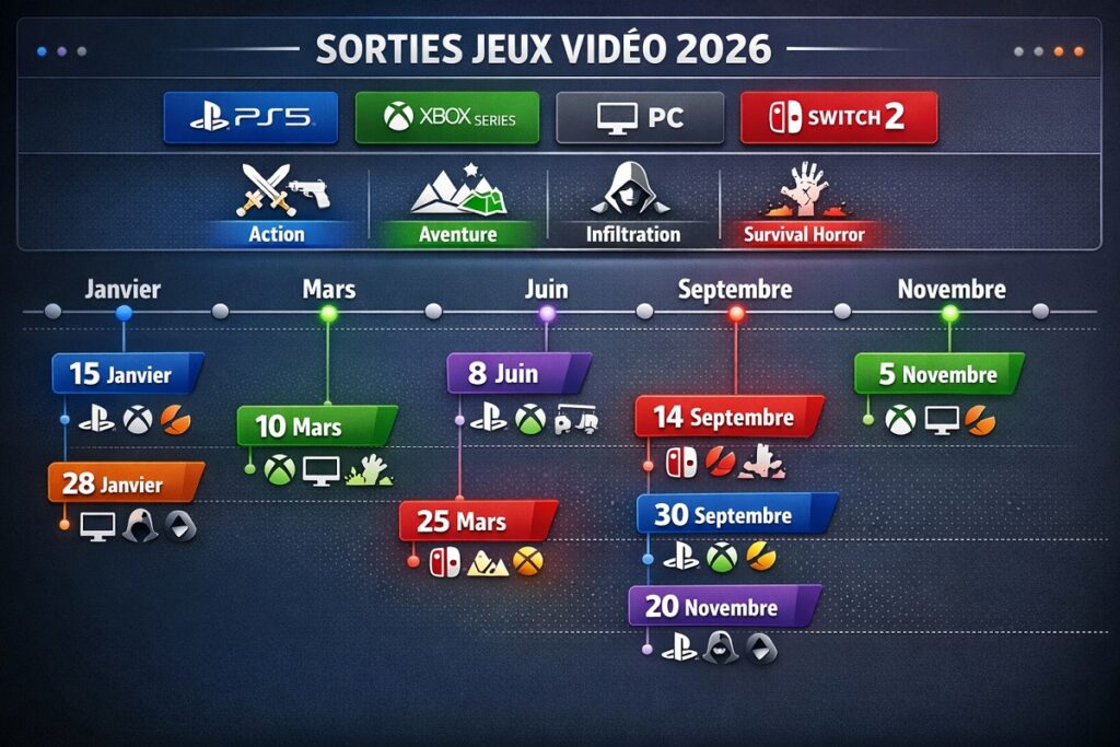 Infographie comparative des jeux vidéo 2026