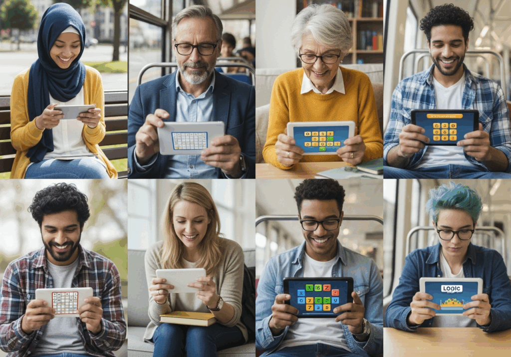 Diversité de joueurs de jeux de puzzle