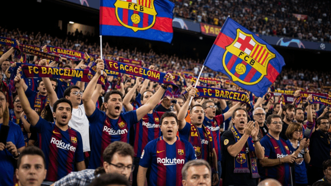 Supporteurs du FC Barcelone en Ligue des Champions