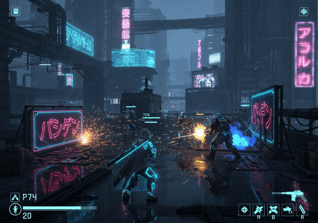 gameplay du jeu d'action cyberpunk Replaced